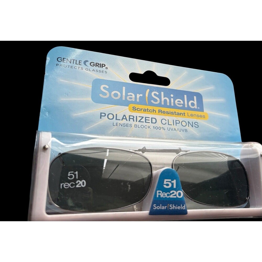 Solar Shield Polarized Clip On Sunglasses Scratch Resistant 51 Rec20 New-